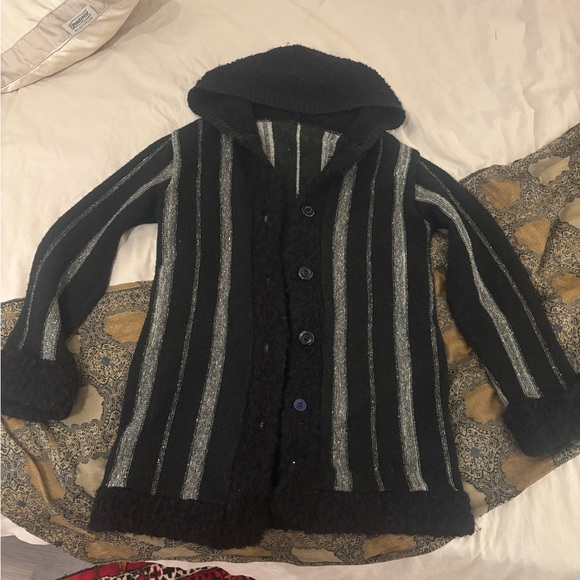 Striped Black and Gray Women's Sweater - Picture 3 of 5